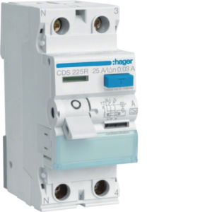 Wyłącznik różnicowoprądowy 1P+N 25A 30mA Typ A QuickConnect lewy N, RCCB; CDS225R HAGER