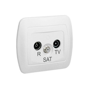 AKORD Gniazdo antenowe R-TV-SAT przelotowe; białe