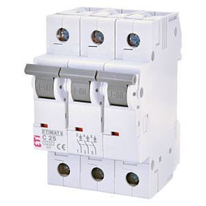 Wyłącznik nadprądowy 3P C 25A 6kA AC, ETIMAT 6 3p C25; 002145518, ETI POLAM