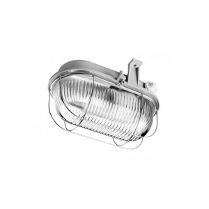 Oprawa kanałowa z siatką metalową OVAL 100W E27 230V IP44 Kl.II, wymienna żarówka, klosz pryzmatyczny, popielata; 100178, LENA LIGHTING