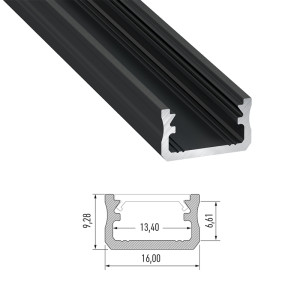 Profil LED Natynkowy typ A, długość 202cm, aluminiowy,czarny anodowany