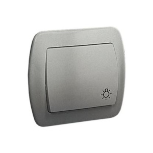 AKORD Przycisk światło 10AX, 250V~, zaciski śrubowe; aluminiowy metaliz.