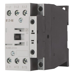 Stycznik mocy 3P 25A 11kW AC-3 400V, cewka 230VAC, styki pomocnicze: 1NO (1Z), zaciski śrubowe, DILM25-01-EA(230V50HZ, 240V60HZ); 189915 EATON ELECTRIC