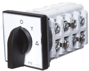 Łącznik krzywkowy gwiazda-trójkąt 3P 25A tablicowy z płytką czołową IP65, Łuk 25-22; 922511, ELEKTROMET