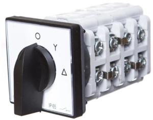 Łącznik krzywkowy gwiazda-trójkąt 3P 40A tablicowy z płytką czołową IP65, Łuk 40-22; 924011, ELEKTROMET