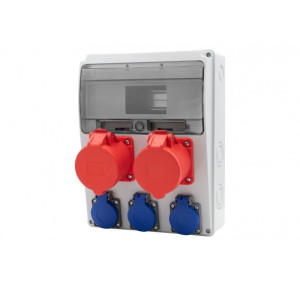 Rozdzielnica LAGO 11M - gniazda proste 16/5, 32/5, 3x230V /11 modułów/ IP44, zestaw zasilający; F3.2621, F-ELEKTRO