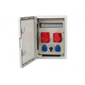 Rozdzielnica budowlana RB-300 12M, gniazda 16/5, 32/5, 2x230V, rozłącznik 0/1(32A), zestaw zasilający; F3.0547, F-ELEKTRO