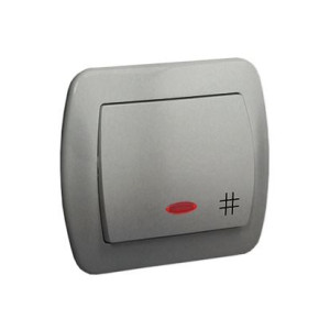 AKORD Łącznik krzyżowy z podświetleniem 10AX, 250V~, zaciski śrubowe; aluminiowy metaliz.