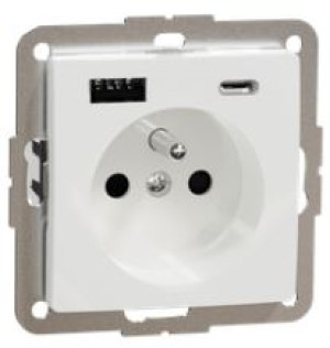 Sedna Design & Elements Gniazdo pojedyńcze z uziemieniem 16A 2P+PE z USB A+C 3A, białe; SDD111072 SCHNEIDER ELECTRIC