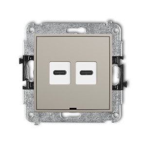 MINI Ładowarka USB podwójna 2xUSB C 20W max, bez pola opisowego, moduł, taupe; 60MCUSBBO-7 KARLIK