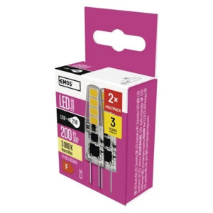Żarówka LED G4 1,9W (21W) 200lm 3000K Classic JC, ciepła biel 2PK; ZQ8620.2, EMOS
