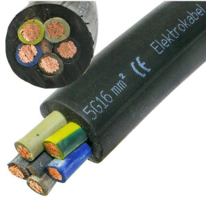 Przewód OnPd 5x16 H07RN-F 450/750V przemysłowy, czarny w gumie; bęben; ELEKTROKABEL