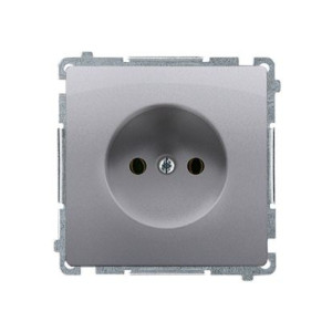BASIC Gniazdo wtyczkowe bez uziemienia (moduł), 16A, 250V~, zaciski śrubowe; stal inox