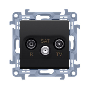 SIMON10 Gniazdo antenowe, R-TV-SAT przelotowe, tłumienie:SAT -8dB, TV-10dB, R-12dB, moduł, czarny; CASP.01/49