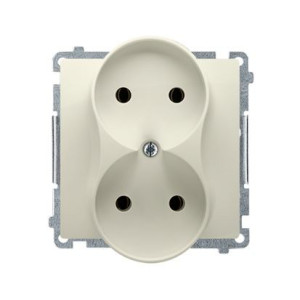 BASIC Gniazdo wtyczkowe podwójne bez uziemienia (moduł), ?16A, 250V~, zaciski śrubowe; beż