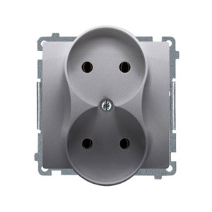 BASIC Gniazdo wtyczkowe podwójne bez uziemienia (moduł), ?16A, 250V~, zaciski śrubowe; stal inox