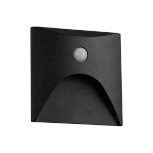 EXIN LED PIR L B-NW Oprawa przyschodowa LED z czujnikiem ruchu kwadrat 50lm 4000K 2,5W 220-240VAC IP65 CZARNA KANLUX