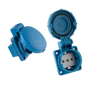 Gniazdo tablicowe VZ z uziemieniem, 16A,250V, schuko, niebieskie, IP67