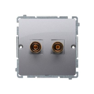 SIMON BASIC Gniazdo głośnikowe pojedyncze 1 kolumna głośnikowa, moduł, przekrój przewodu do 6mm2, mocowanie na wkręty do puszki, stal inox; BMGL2.02/21