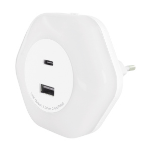 Lampka wtykowa LED OZIL LED 0,3W USB A+C NW