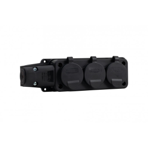 Listwa gumowa 3x230V 16A IP54 SCHUKO czarna