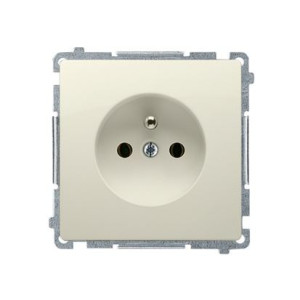 BASIC Gniazdo wtyczkowe z uziemieniem (moduł), 16A, 250V~, zaciski śrubowe; beż