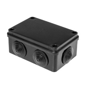 Puszka n/t IP65 120x80x50 bezhalogenowa, 6 dławików; czarna; S-BOX 206C; PAWBOL