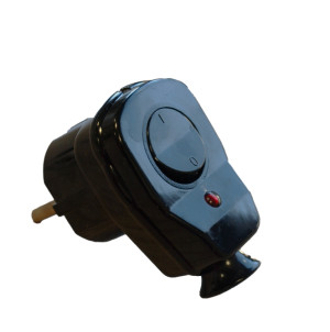 Wtyczka kątowa z wyłącznikiem i diodą 16A 2P+Z 230V UNI-SCHUKO czarna IP20