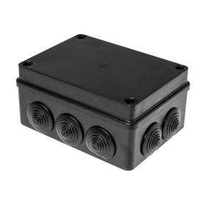 Puszka n/t IP65 150x110x70 bezhalogenowa, 10 dławików, czarna UV; S-BOX306C, PAWBOL