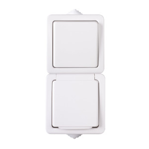 TEKNO 05-3121-102 bi łącznik jednobiegunowy i gniiazdo zasilające francuskie pionowe; 27358, KANLUX
