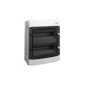 Rozdzielnica natynkowa hermetyczna 2x12M IP65 690VAC 1000VDC z listwą N+PE, odporna na UV, drzwi przezroczyste, bez otworów na dławiki, PHS 24T FB; 110685, NOARK ELECTRIC
