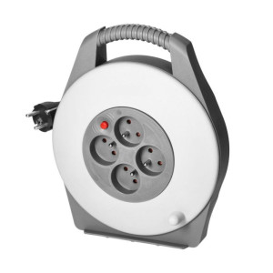 Przedłużacz zwijany bębnowy, 4 gniazda 2P+Z, kabel PVC H05VV-F 3x1mm2, długość 10m