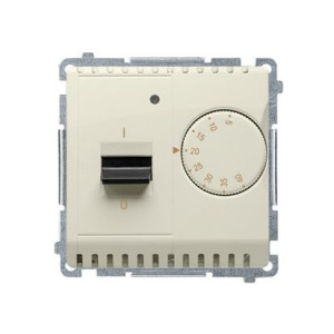 BASIC Regulator temperatury z czujnikiem wewnętrznym, 16A, 230V~. Montaż gniazda na wkręty do puszki; beż