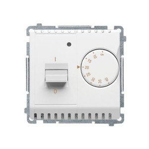 BASIC Regulator temperatury z czujnikiem zewnętrznym, 16A, 230V~. Montaż gniazda na wkręty do puszki; biały *Wymagany czujnik zew. NTC-03