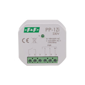 Przekaźnik elektromagnetyczny, 1Z 16A, montaż podtynkowy,U=100-265V AC,styk:1Z 16A (160A/20ms); PP-1Z-LED-230V, F&F