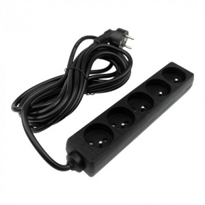 Przedłużacz 5 gniazd 5m z/u 3x1.5mm2 CZARNY