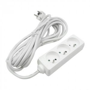 Przedłużacz 3 gniazda 5m z/u 3x1.5mm2 BIAŁY