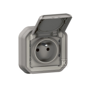NOWE PLEXO Gniazdo podtynkowe z uziemieniem hermetyczne IP55 16A 250V kompletne, szybkozłączki, szare; 069831L LEGRAND