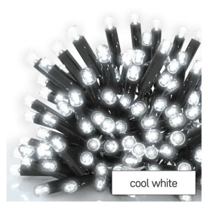 Lampki świąteczne, łańcuch 100 LED 10m zimna biel, czarny przewód, IP44, Oświetlenie łączone Profi (bez zasilacza); D2AC04 EMOS