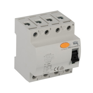 Wyłącznik różnicowoprądowy 4P 40A 0,03A, 30mA typ AC, KRD6-4/40/30; 23184, IDEAL KANLUX