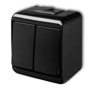 JUNIOR Łącznik świecznikowy natynkowy hermetyczny IP54 10A 250V, czarny; 12WHE-2 KARLIK