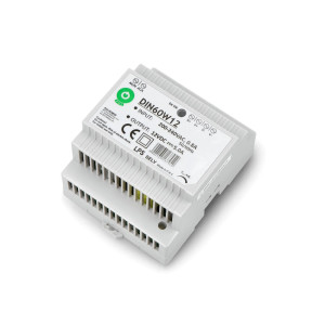 Zasilacz modułowy 12VDC/5A 60W plastic na szynę TH; DIN60W12, POS