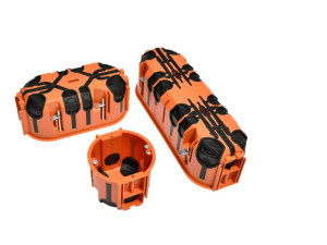 Puszka PK60 do płyt gipsowych ProDuo potrójna głęboka łączeniowa z wkrętami, wiatroszczelna pomarańczowa IP30 (opk=40szt); A.0093K, PAWBOL
