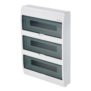 Rozdzielnica modułowa natynkowa 3x18M (54 moduły) PE+N IP40, biały / klapka-dymny, ELEGANT; 2408-01, ELEKTRO-PLAST NASIELSK