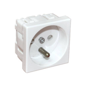 Gniazdo elektryczne 45x45, białe - 2P+Z