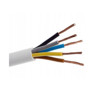Przewód warsztatowy OWY 5x1,5 żo H05VV-F oponowy 300/500V, linka, BIAŁY, krążek 100m; ELEKTROKABEL