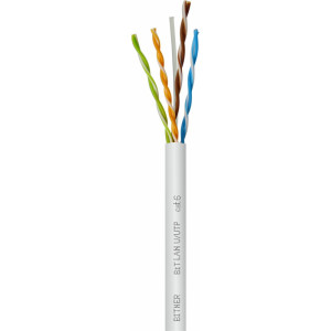Kabel do sieci teleinformatycznych U/UTP 4x2x23 AWG (0,54) cat. 6 350MHz, skrętka nieekranowana UTP, BiTLAN, Karton=305m; BITNER