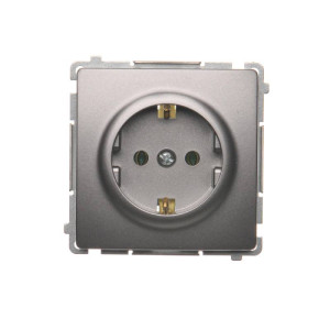 BASIC Gniazdo wtyczkowe z uziemieniem Schuko (moduł), 16A, 250V~, zaciski śrubowe; inox
