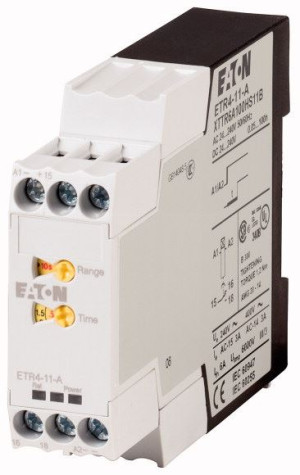 Elektroniczny przekaźnik czasowy 1W o opóżnionym załączaniu, zakres 0,05s-100h, 3A 24-240V AC/DC, ETR4-11-A; 031882 EATON ELECTRIC