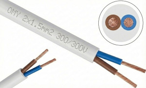 Przewód OMY 2x1,5 mieszkaniowy okrągły H03VV-F 300/300V biały; ELEKTROKABEL